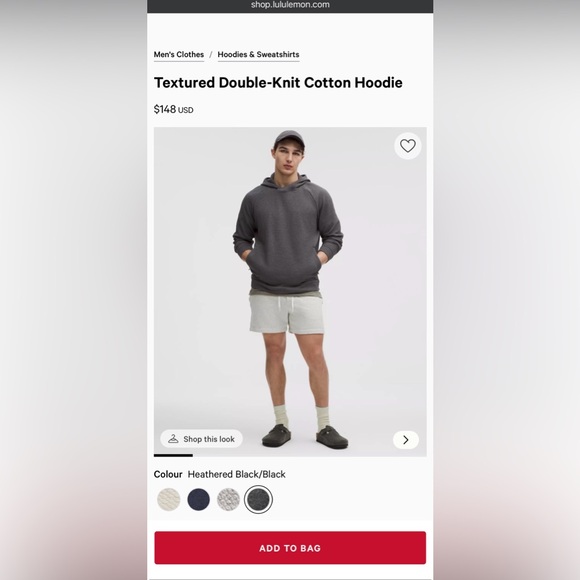 lululemon athletica Other - Lululemon Men's At Ease Textured Double Knit Cotton Hoodie in a gray color